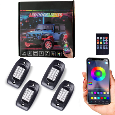 acheter Lumières stables de roche du C.C 12V RVB avec le néon à télécommande 8Pcs Underglow fabrication en ligne