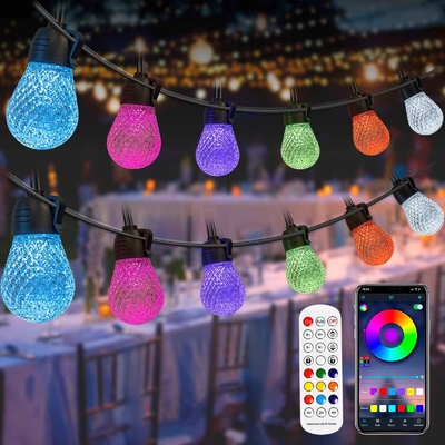 Guirlande Lumineuse RVB Extérieure Mariage 49FT Télécommande Étanche