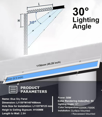 Lumière de plafond à LED AC 100-240V Simula la lumière naturelle et le bleu du ciel avec une puissance de sortie de 40 watts