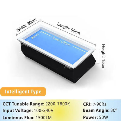Panneau de rétroviseur à LED intelligent, 40W, 2100-7800K CCT, Dimmable, APP et télécommande, Simulation du lever au coucher du soleil
