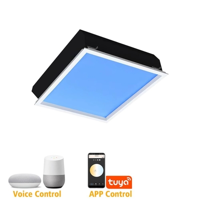 Puits de lumière artificiel carré 600x600 LED 110V Tuya WIFI Commande vocale