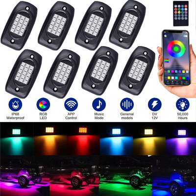 Kit pratique de lumière de roche de RVB LED de voiture, lumières changeantes de roche de LED de la couleur 6000K