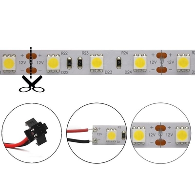 Ruban LED Multicolore SMD 5050 RVB Découpable 60LED/M Longueur 100mm