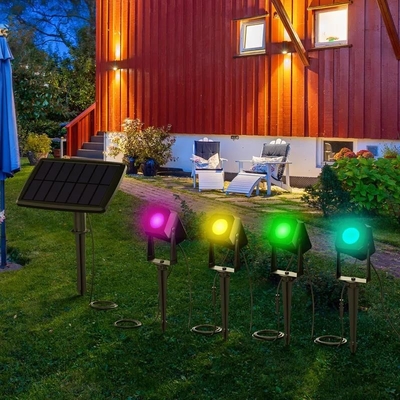 Projecteurs extérieurs colorés par paysage solaire imperméables pour le jardin de pelouse de patio