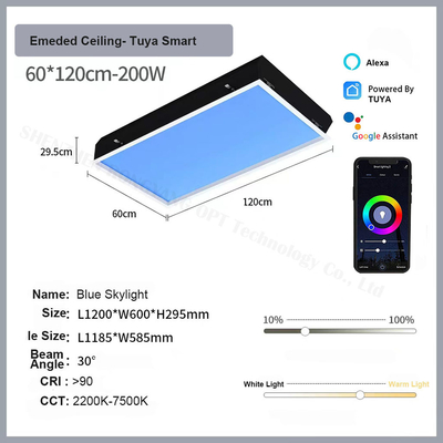 Panneau de thérapie de lumière de plafond de 150W LED Simuler la lumière naturelle et le ciel bleu