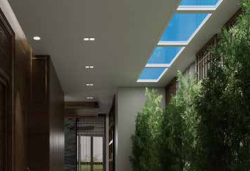 Pas de lumière bleue clignotante Dimmable LED Faux puits de lumière 30 degrés avec télécommande